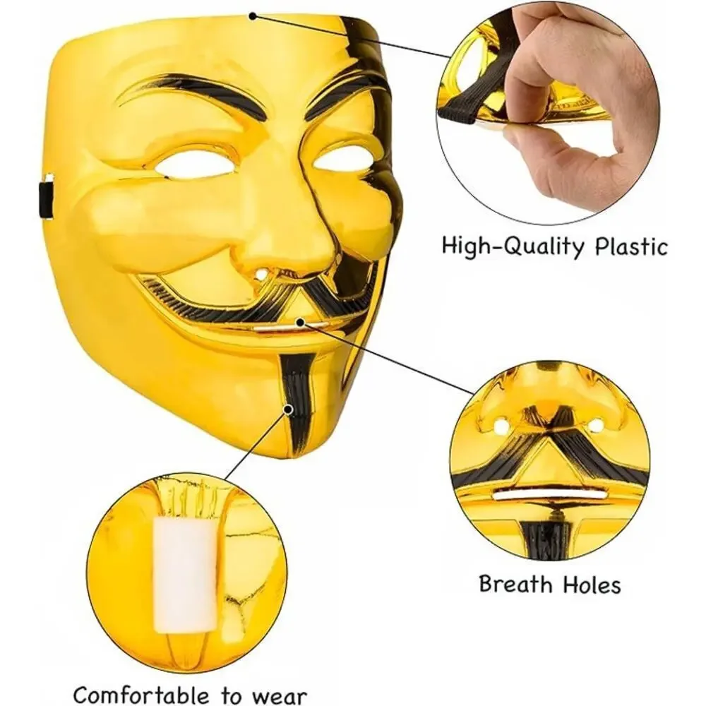 Guy Fawkes Mask Adult White V for Vendetta Anonymous Halloween Hacker Costume